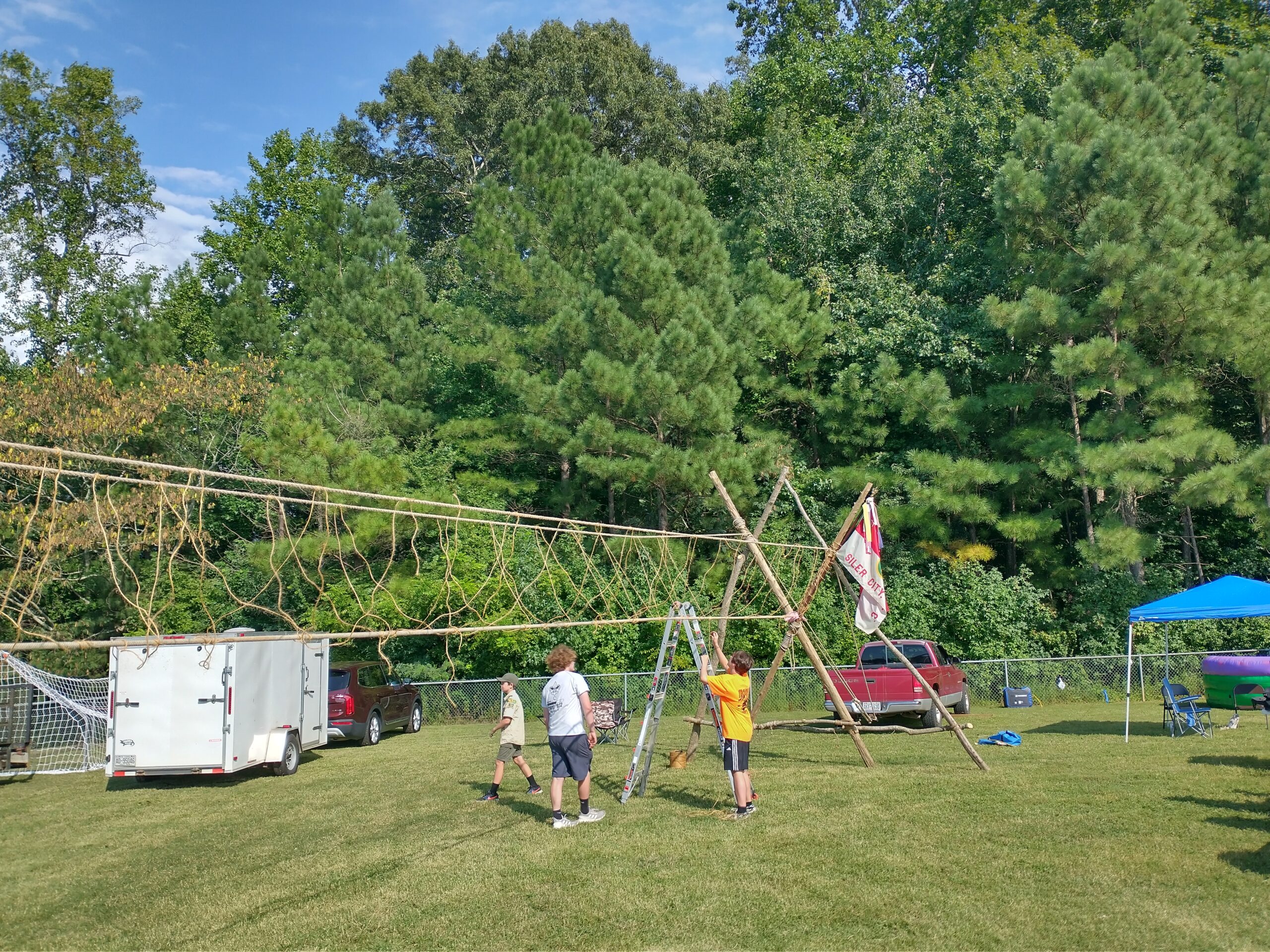 Constructing a monkey bridge - Freedom Family Fest, Sept. 2024