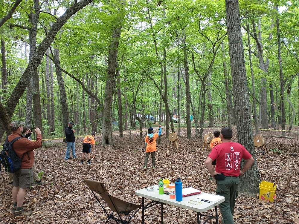 Ax throwing - Camporee at Camp Campbell, Kerr Lake Va., April 2024